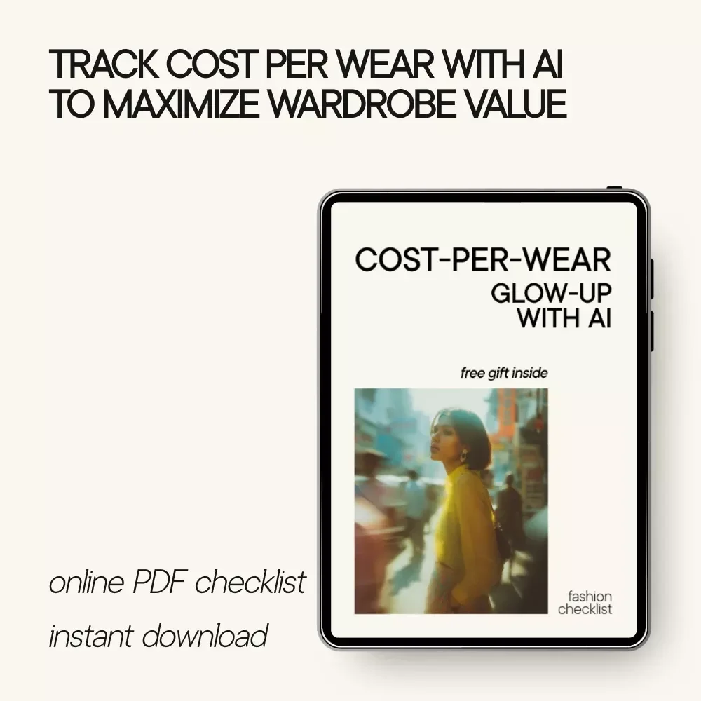 Cost-Per-Wear Glow-Up With AI Checklist | Smart Closet Tracker, AI Tool to Track the Cost Per Wear of Your Items, Digital Wardrobe Planner
