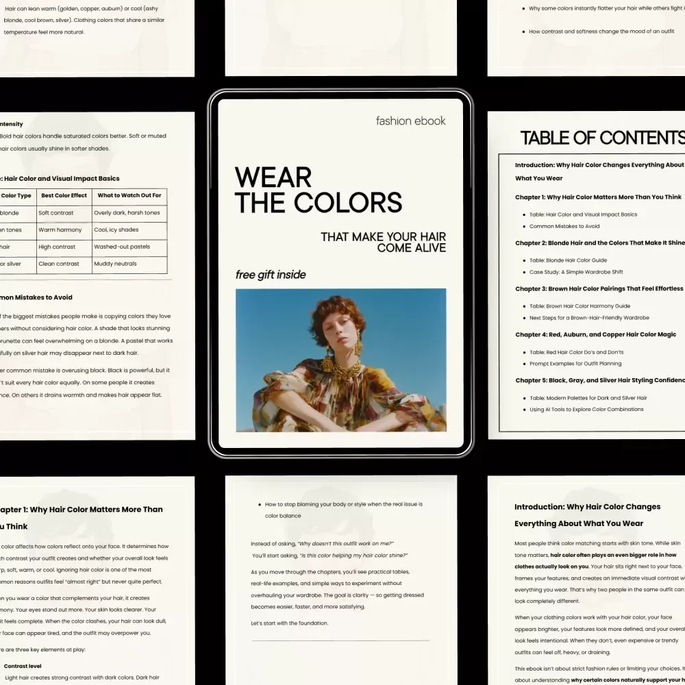 Wear the Colors That Make Your Hair Come Alive | Hair Color Outfit Guide, Wardrobe Color Matching eBook, Personal Style & Color Confidence Digital Download