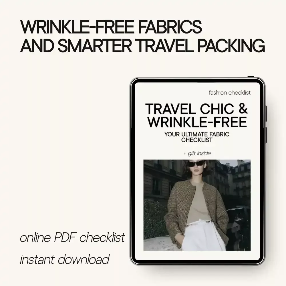 Travel Chic & Wrinkle-Free: Your Ultimate Fabric Checklist | Wrinkle Resistant Fabrics for Travel | Digital Packing Guide for Stylish, Stress-Free Trips