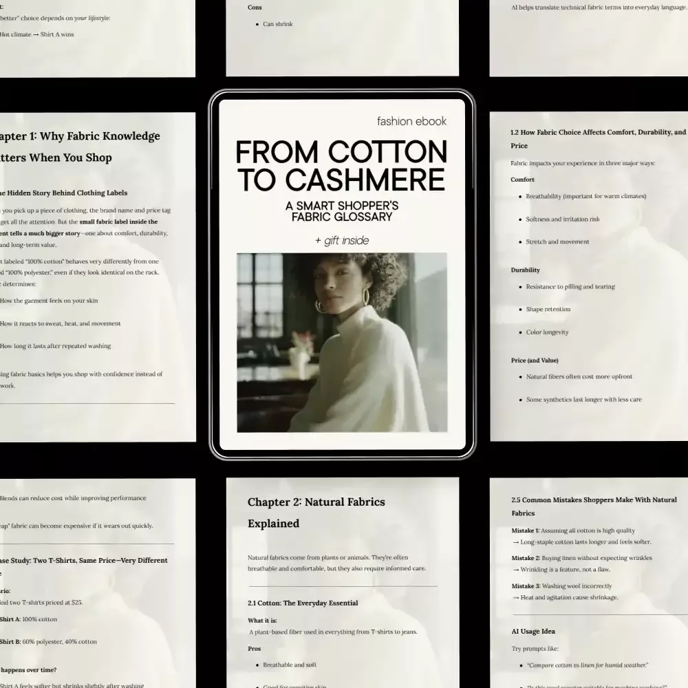 From Cotton to Cashmere: A Smart Shopper’s Fabric Glossary | Practical Ebook & Fabric Glossary for Clothing Shoppers