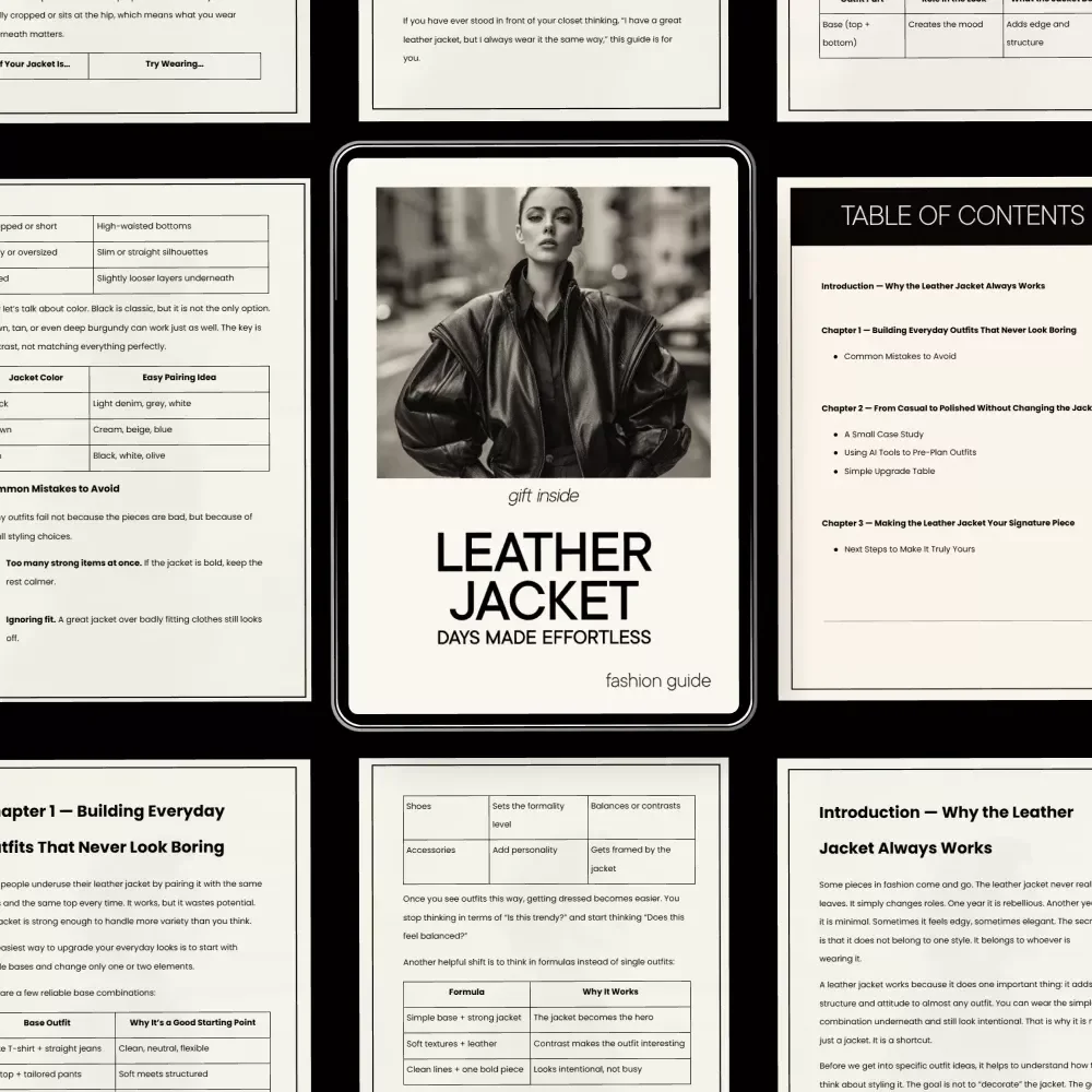 Leather Jacket Days Made Effortless – Timeless Leather Jacket Style Guide, Everyday Outfit Ideas & Smart Wardrobe Planning Digital Download