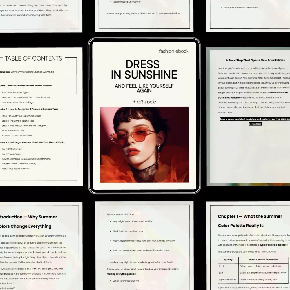 Dress in Sunshine and Feel Like Yourself Again – Summer Color Palette Clothing eBook, Personal Color Analysis Guide, Build a Flattering Summer Wardrobe with Confidence
