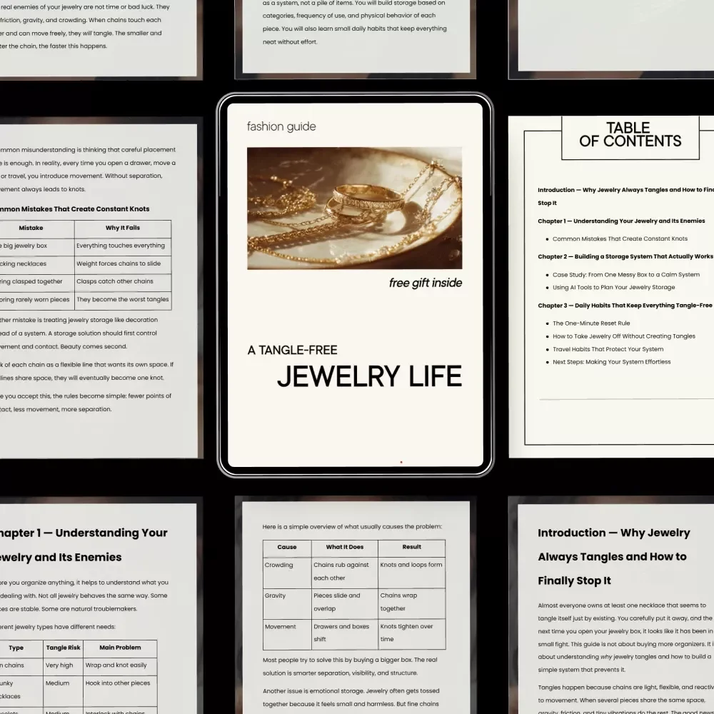 A Tangle-Free Jewelry Life – Digital Jewelry Storage Guide, Tangle-Free Jewelry System, Jewelry Organization Checklist, eBook Download