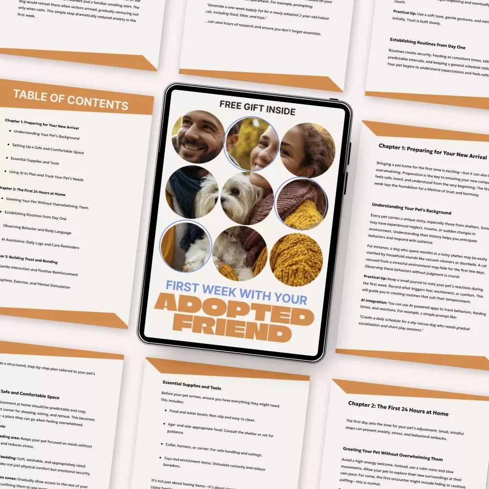 First Week with Your Adopted Friend – Complete Guide for the first week with adopted pet, New Pet Transition, Bonding & AI-Powered Care Planning