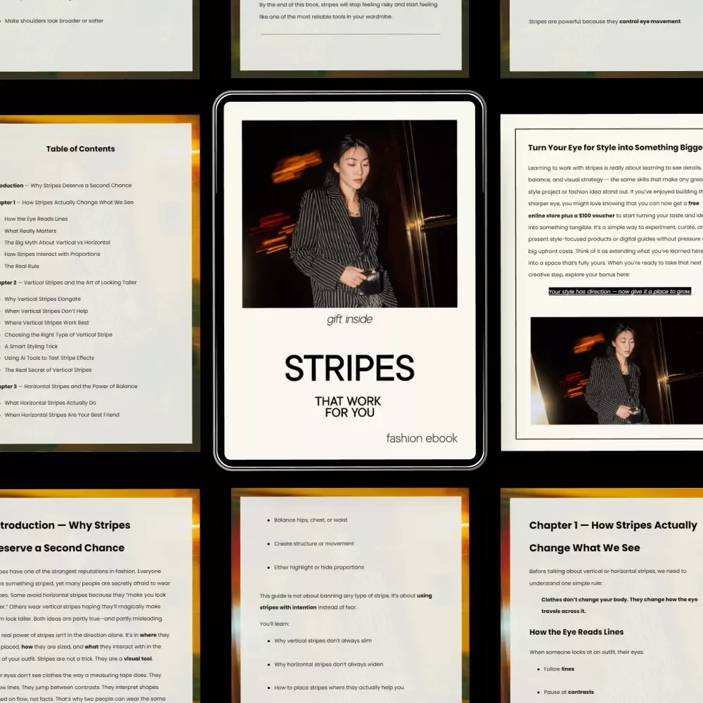 Stripes That Work for You – Ebook Guide on Stripes How to Wear Them Vertically vs Horizontally | Smart Styling Rules for Real Bodies