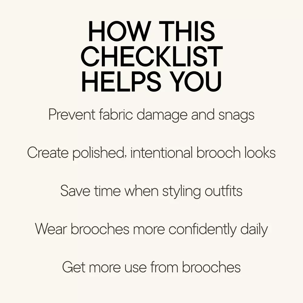 Brooch Styling Checklist – Easy Brooch Placement Guide, Damage-Free Pinning Tips, Outfit Styling Planner, Digital Download for Everyday & Occasion Looks