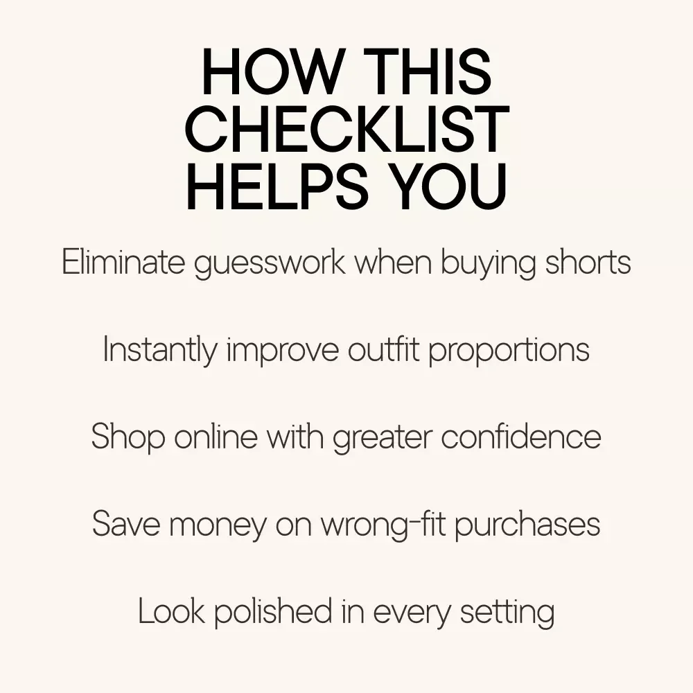 The Perfect Shorts Length Finder | Men’s Shorts Length Guide, Inseam Calculator, Style Proportion Checklist, Digital Download