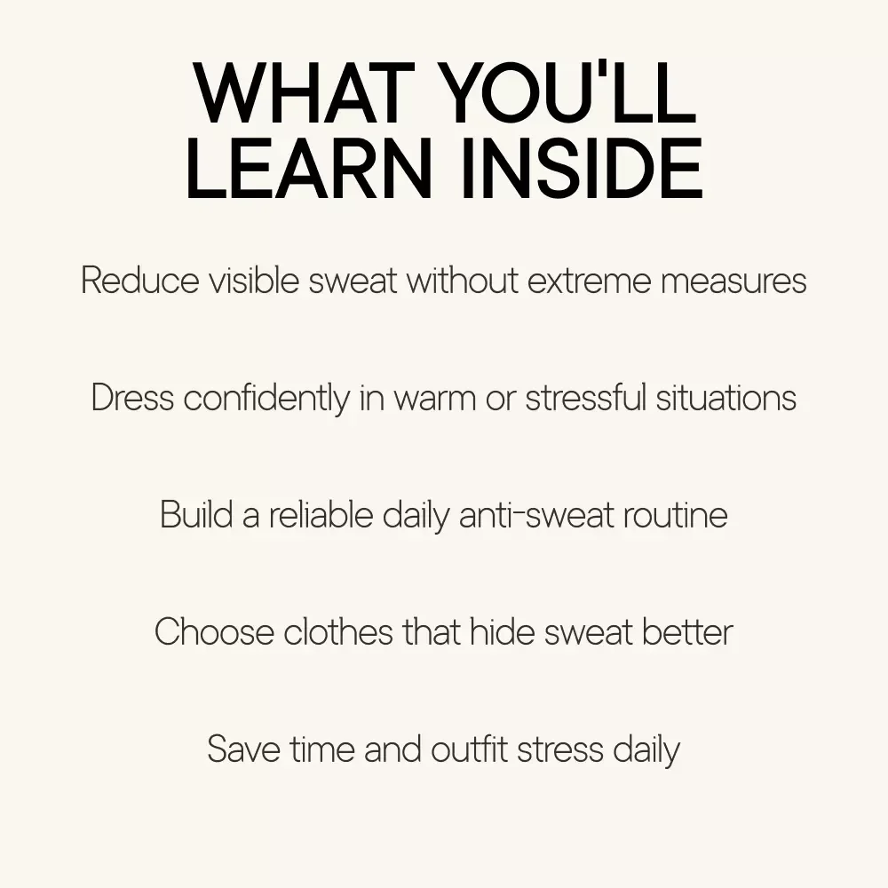 Prevent Sweat Marks on Shirts | Practical eBook Guide on how to prevent sweat marks on shirts | Confidence-Boosting Style & Daily Sweat Control System