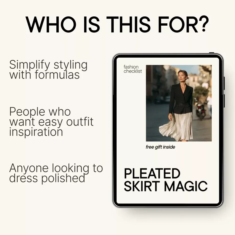Pleated Skirt Magic – Ultimate Pleated Skirt Styling Guide, Outfit Formulas & AI Outfit Planning Digital Download