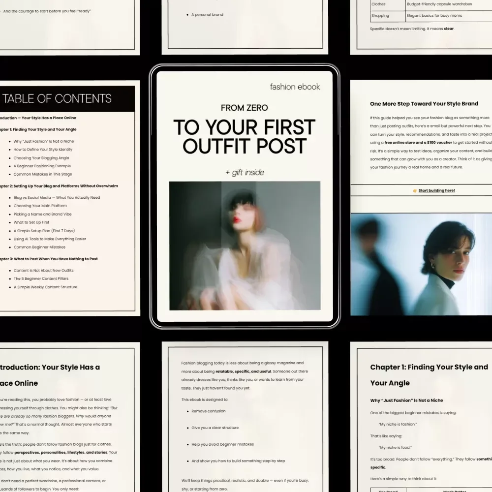 From Zero to Your First Outfit Post – Beginner Fashion Blogging eBook | Step-by-Step Style Content Guide with fashion blogger tips for beginners
