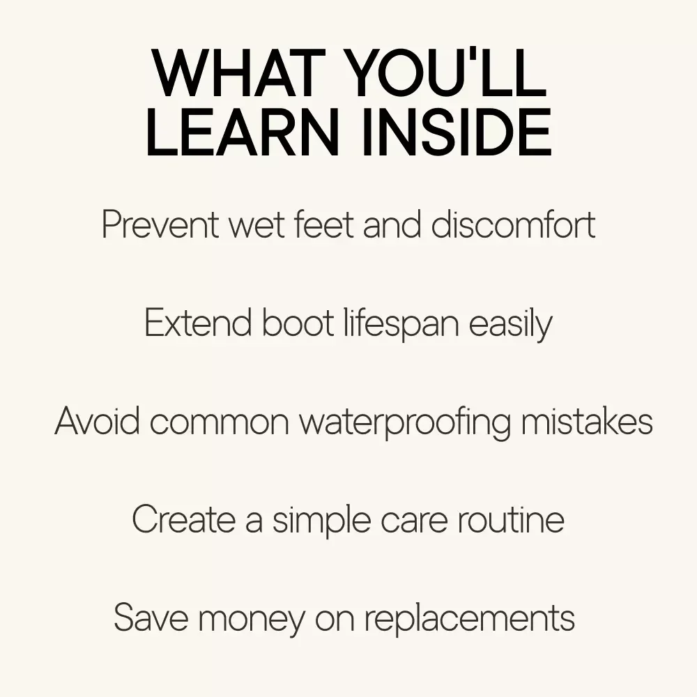 Walk Through Any Weather With Confidence – Ultimate Boot Waterproofing Guide, Step-by-Step Footwear Care eBook, Dry Feet Outdoor Survival Checklist