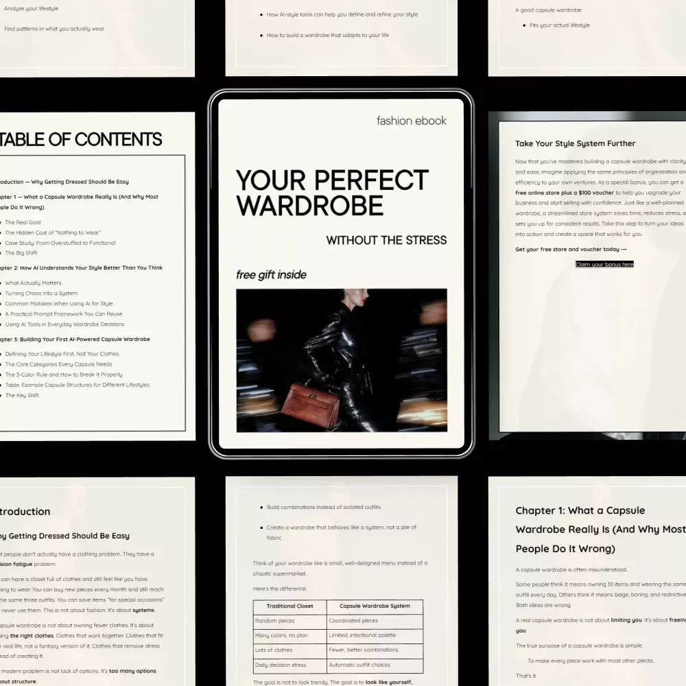 Your Perfect Wardrobe Without the Stress — Smart Capsule Wardrobe eBook Using AI That Creates a Capsule Wardrobe for You