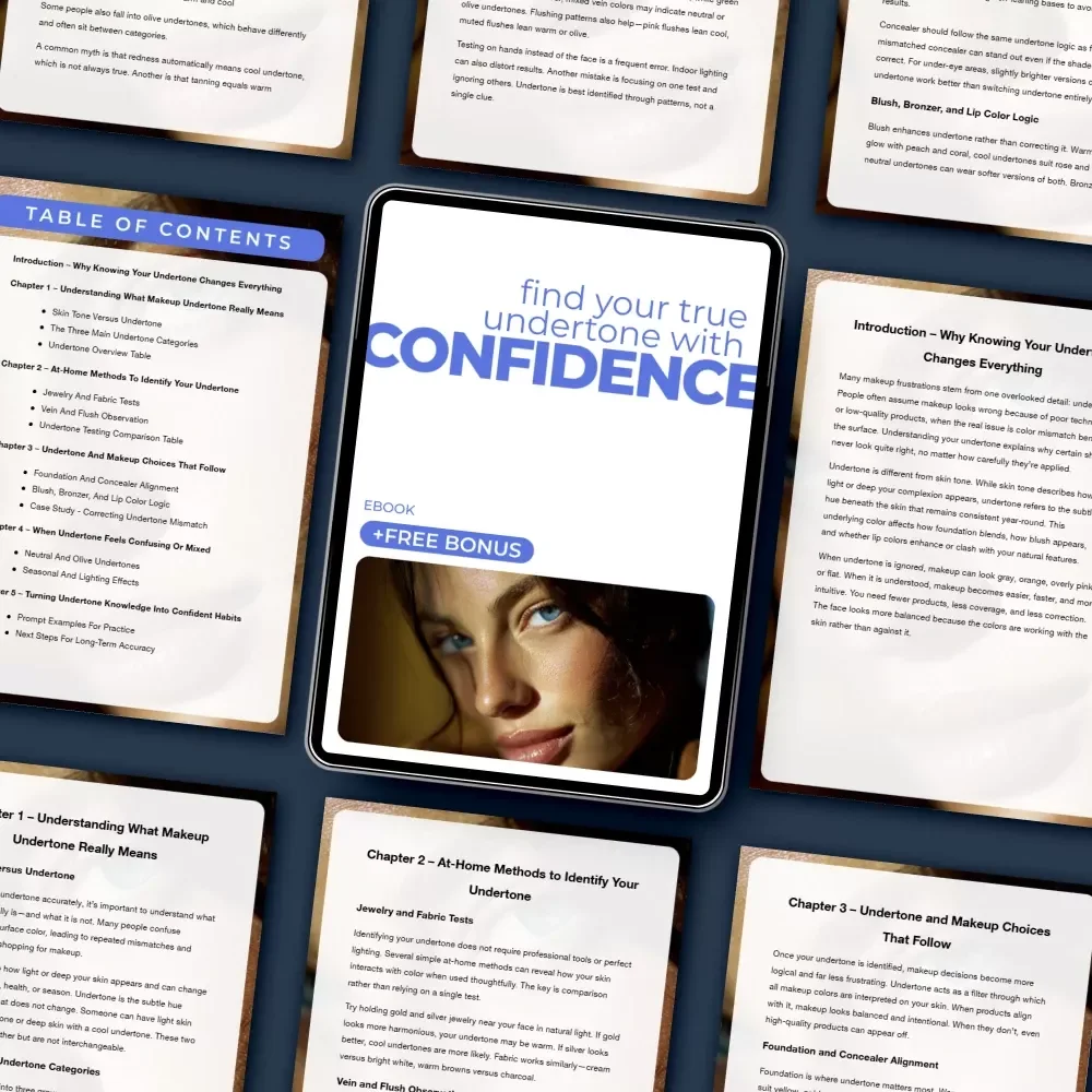 Find Your True Undertone With Confidence | Ebook Guide on how to identify makeup undertone for Flawless Makeup Choices