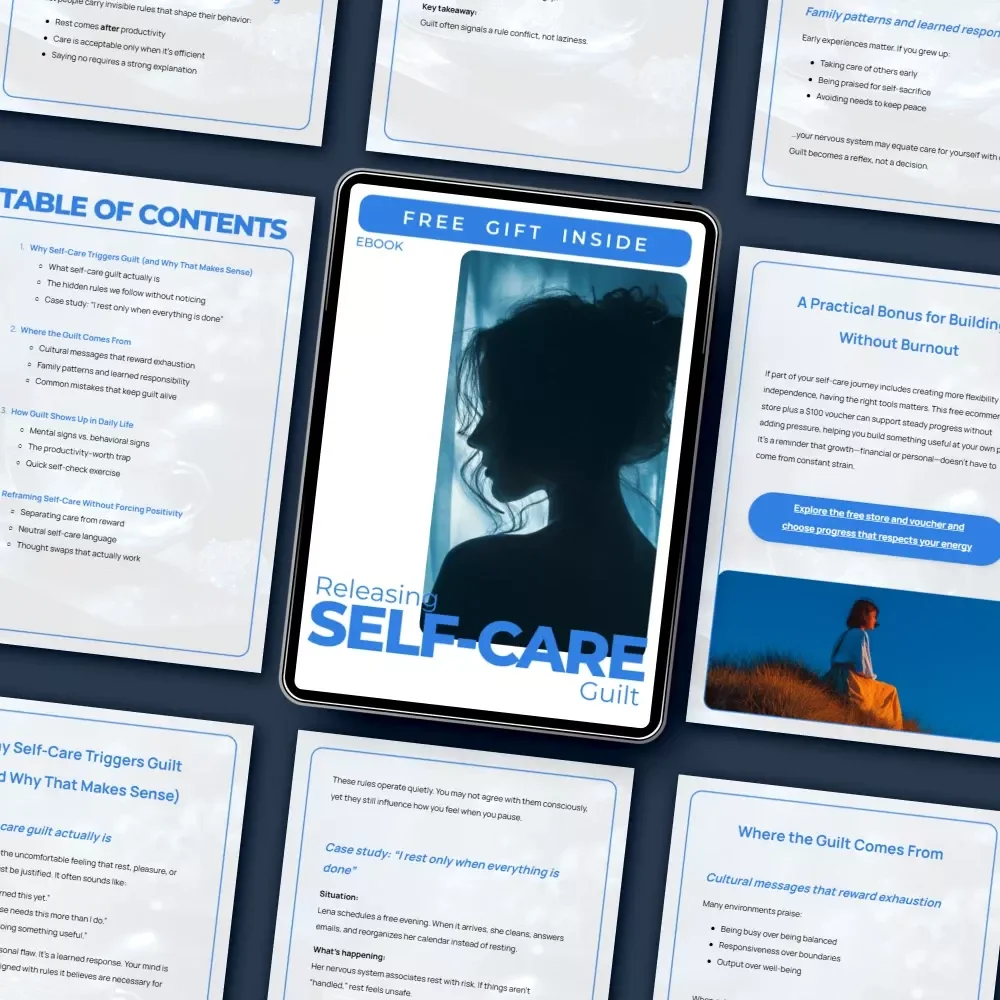 Releasing Self-Care Guilt – A Practical Ebook for Shifting Your Self Care Guilt Mindset and Rest Without Shame