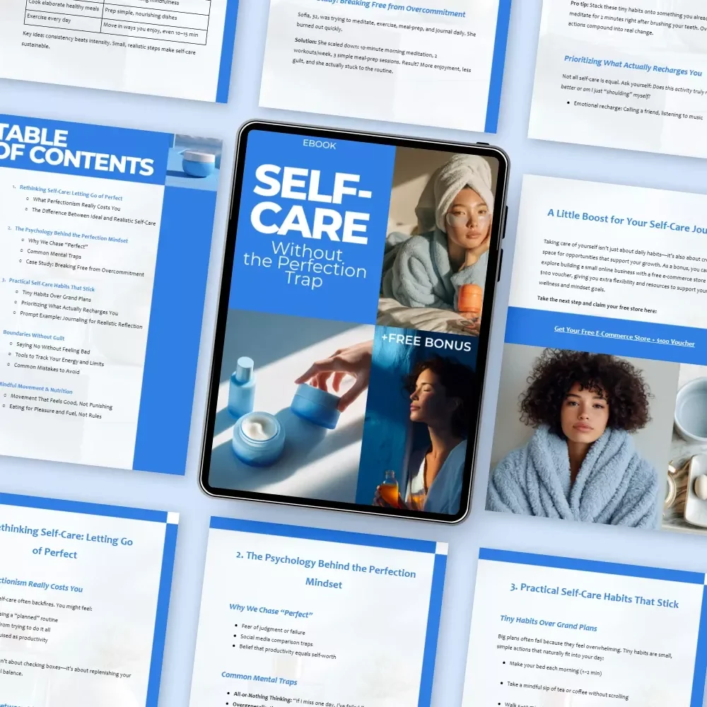 Self-Care Without the Perfection Trap | Practical Ebook for a Self Care Without Perfection Mindset | Realistic Self-Care Guide & Checklists