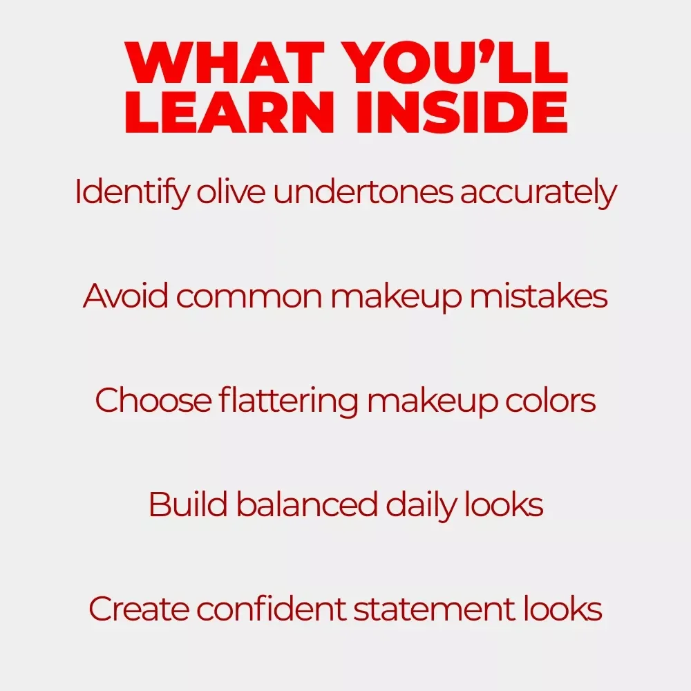 Embrace the Unique Beauty of Olive Skin – Makeup for Olive Skin Tone Guide, Color Matching eBook, Olive Undertone Makeup Checklist