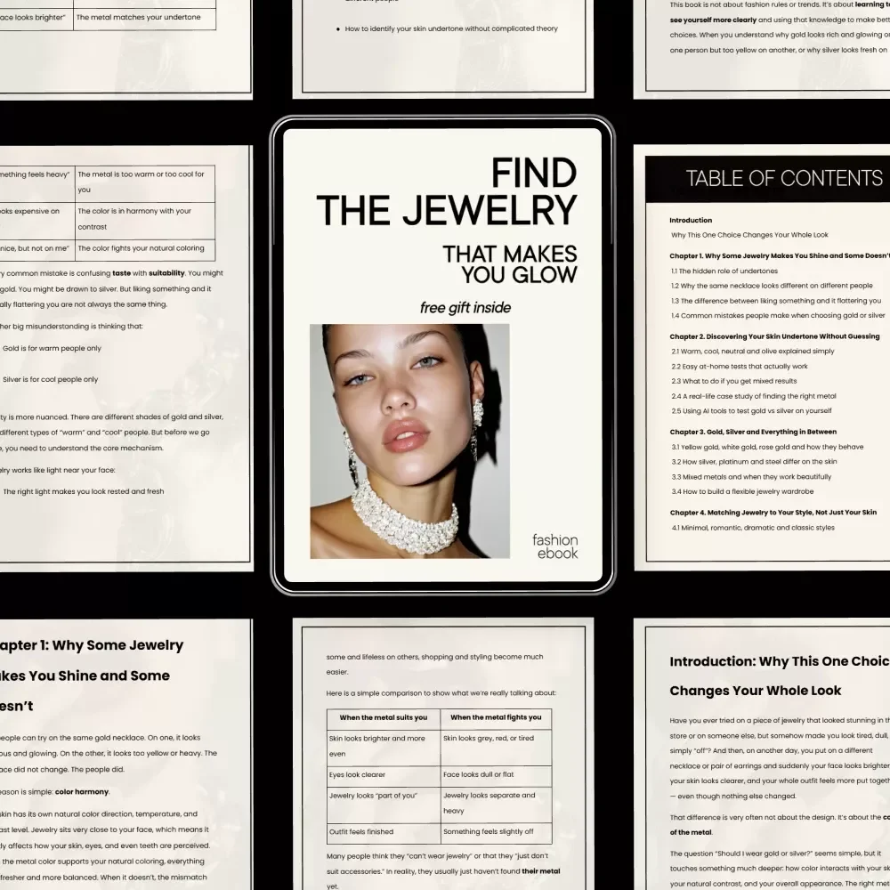 Find the Jewelry That Makes You Glow – Jewelry Guide eBook & Checklist, Skin Undertone Gold vs Silver Digital Download