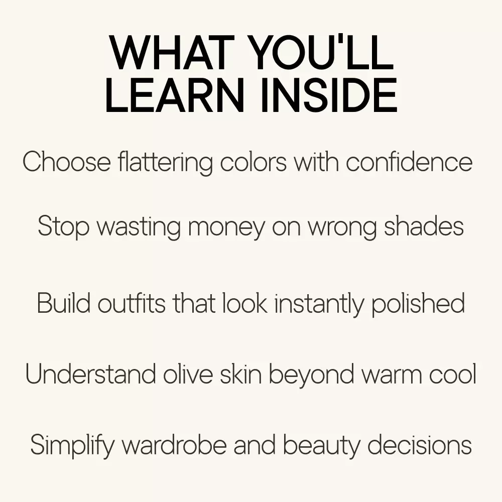 Colors That Finally Make Olive Skin Glow | Olive Skin Tone Color Guide eBook | Best Clothing Colors, Makeup & Wardrobe Palette Digital Download