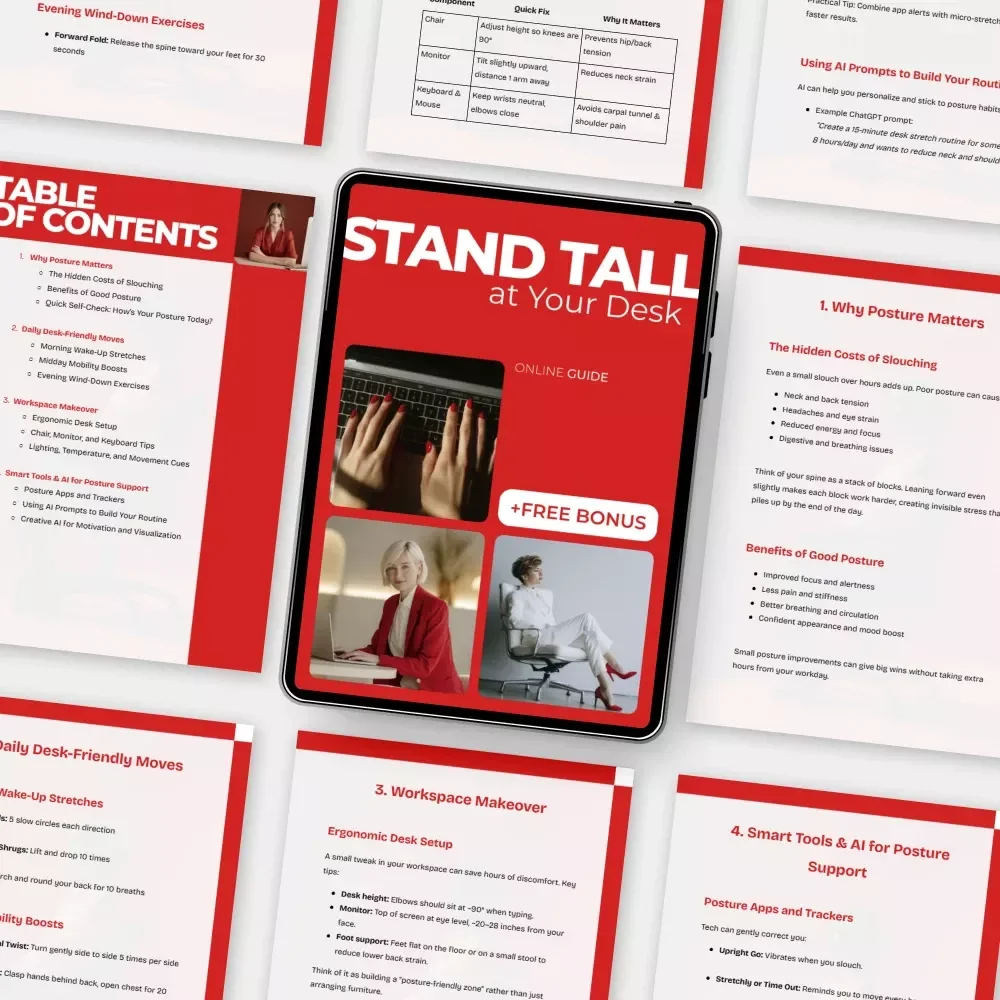 Stand Tall at Your Desk – Posture Routine for Desk Workers | Digital Guide for Better Alignment, Ergonomic Workspace & Daily Desk Stretches