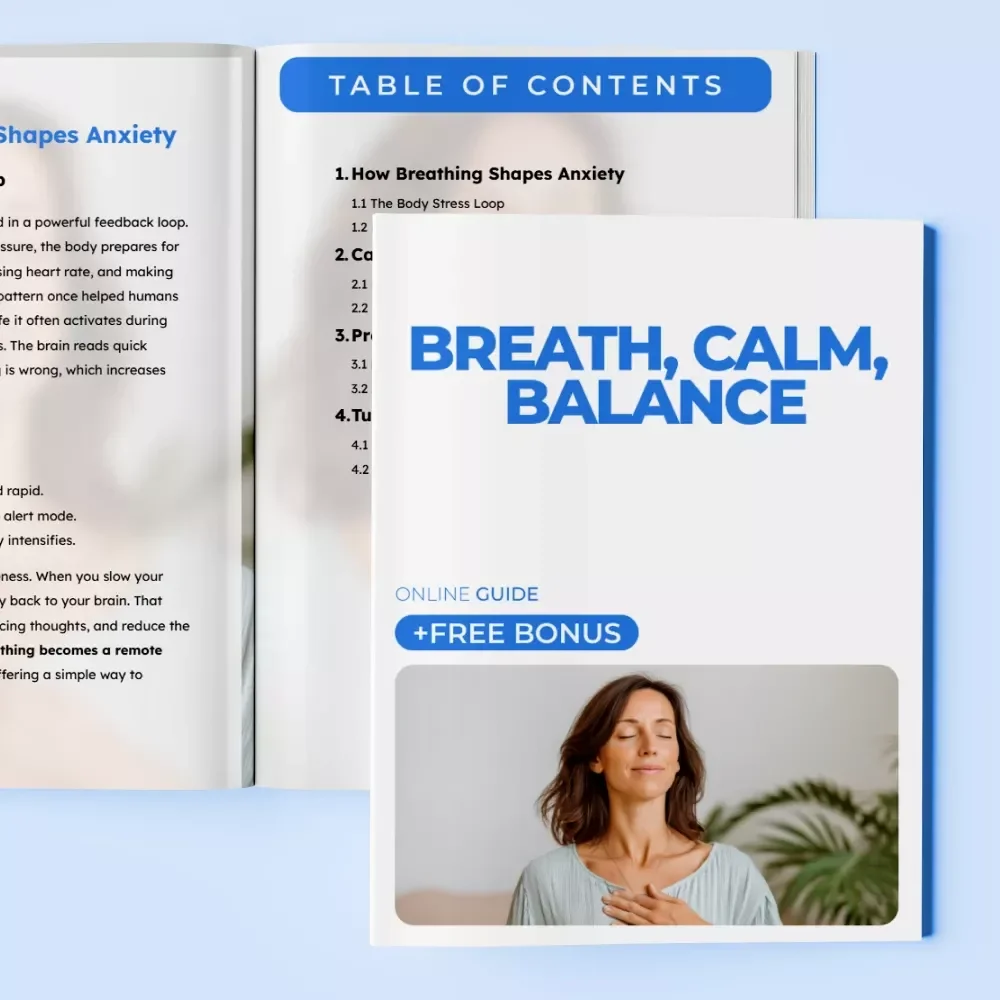 Breath, Calm, Balance – Anxiety Relief Breathing Guide | Box Breathing, Extended Exhale, AI Prompts & Daily Calm Practice Digital Download