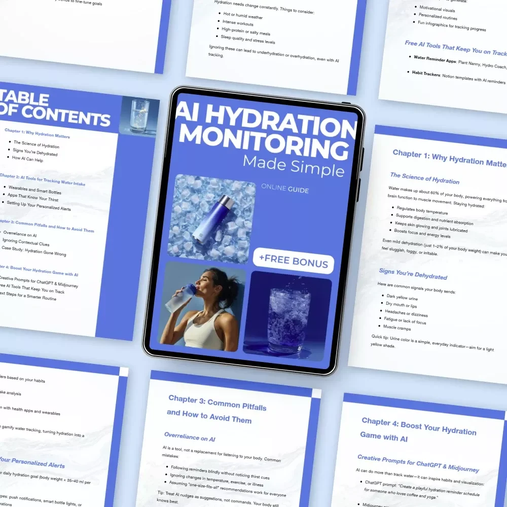 AI Hydration Monitoring Made Simple – Smart Wellness Guide with AI Hydration Monitoring Tips | Digital Download eBook