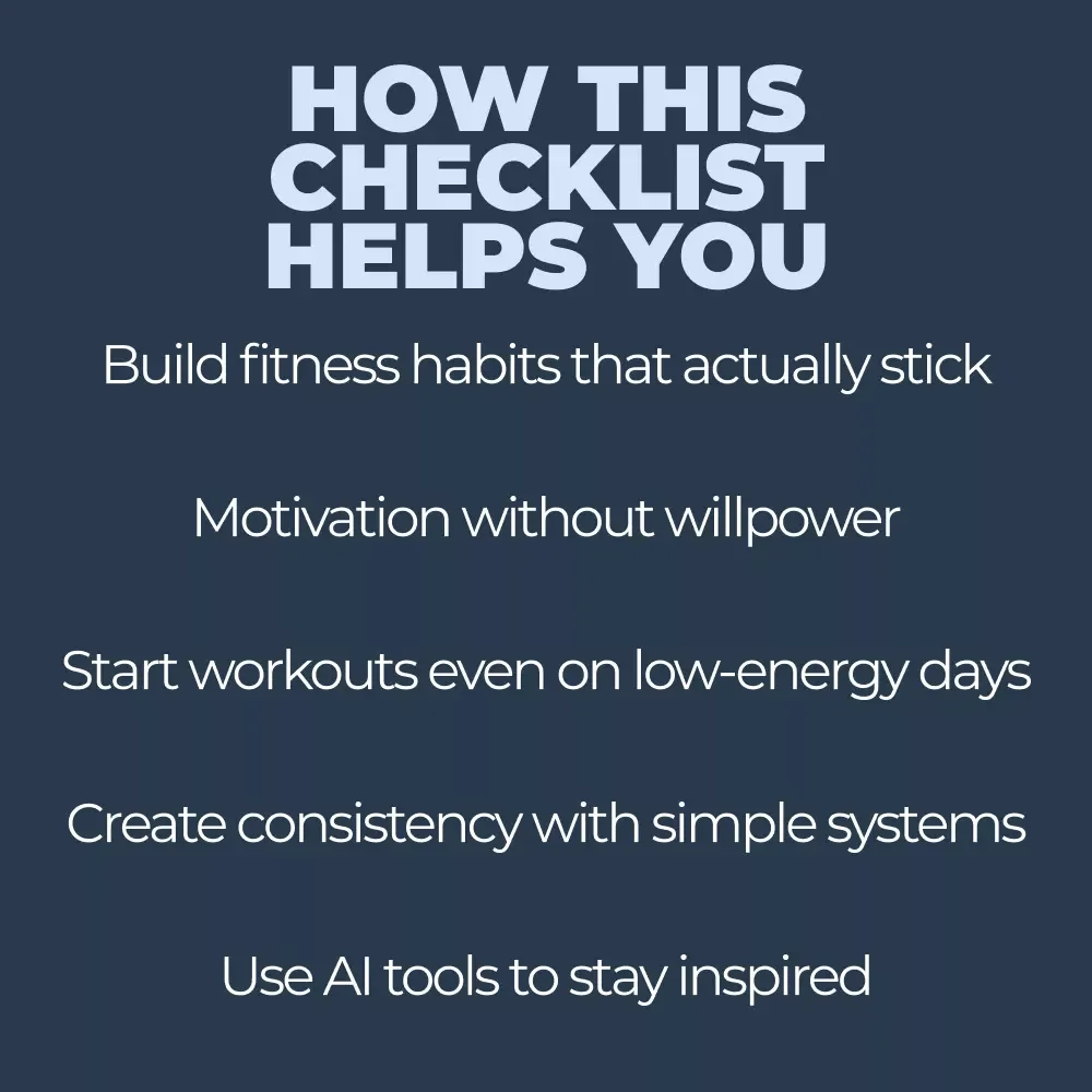 Fitness Motivation Made Simple – Digital Fitness Motivation Guide, Workout Habit Builder eBook, Daily Fitness Checklist, Mindset & AI Fitness Tools Planner
