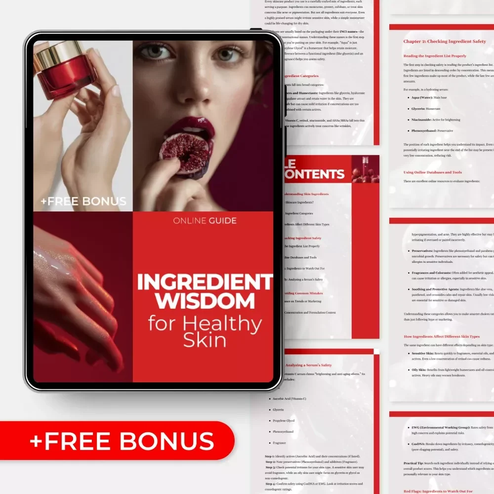 Ingredient Wisdom for Healthy Skin – Ebook Guide on how to check skin ingredient safety, Skincare Ingredient Education, Smart Beauty Download