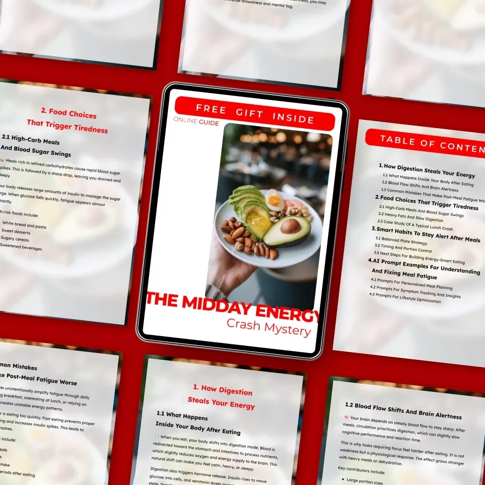 The Midday Energy Crash Mystery – Post-Meal Fatigue Guide, Digestion & Energy Balance eBook, Smart Eating Digital Download