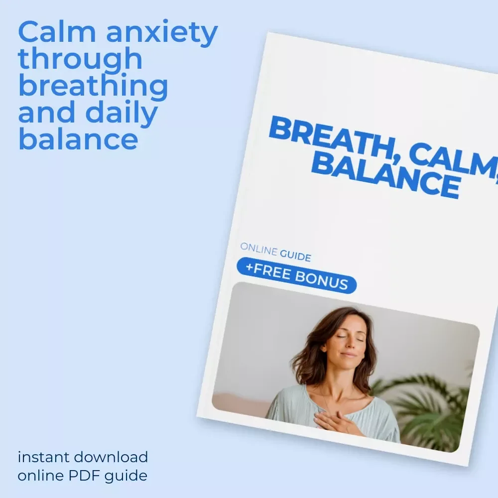 Breath, Calm, Balance – Anxiety Relief Breathing Guide | Box Breathing, Extended Exhale, AI Prompts & Daily Calm Practice Digital Download