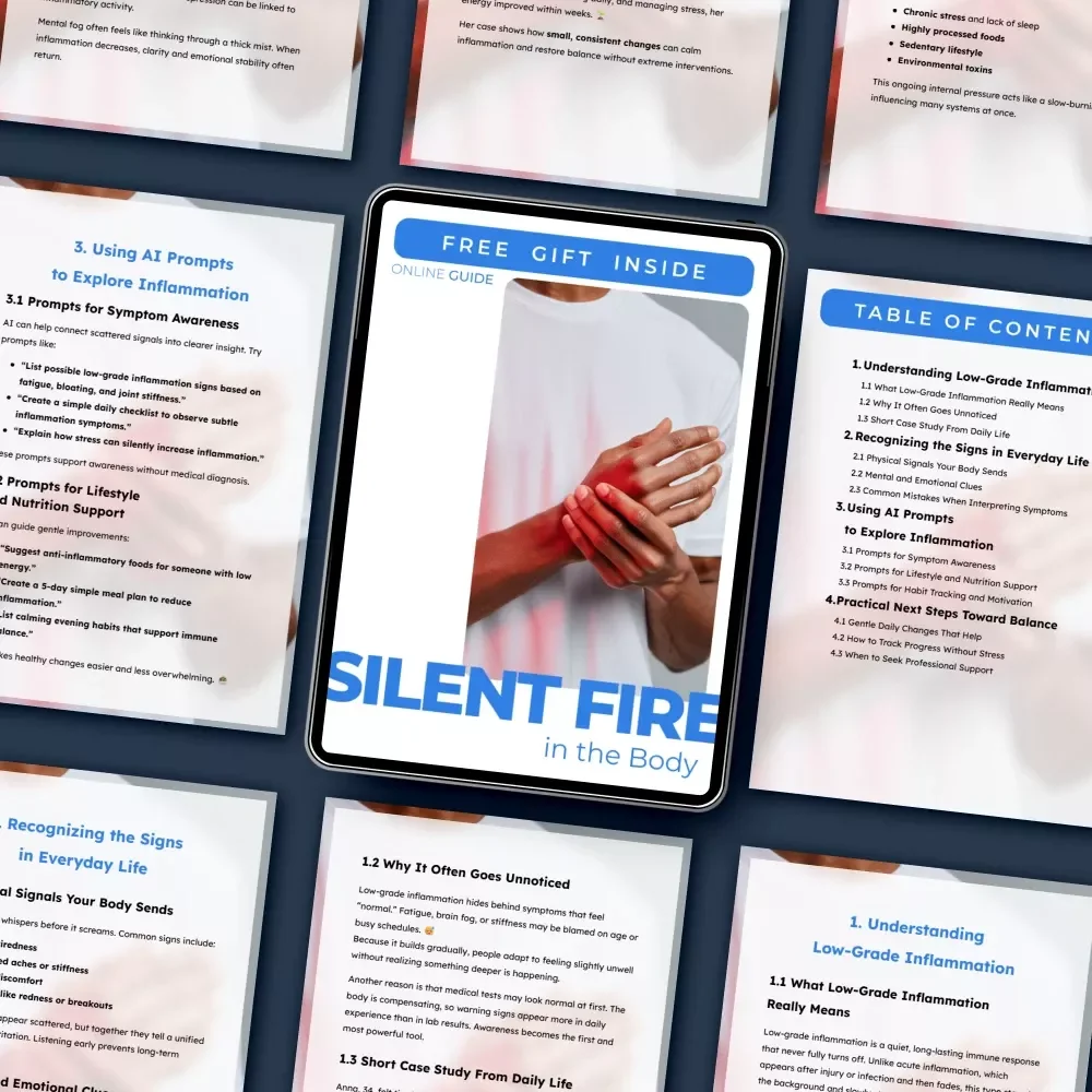 Silent Fire in the Body – A Practical Guide to Understanding Low-Grade Inflammation, Everyday Symptoms, and AI Prompts for Balance & Well-Being (Digital Download)