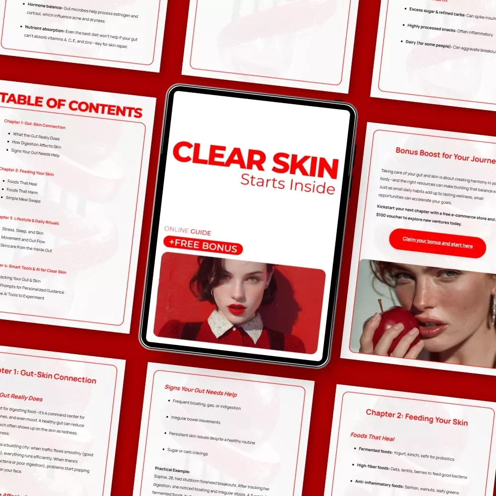 Clear Skin Starts Inside | Gut Health & Skin Clarity Guide | Holistic Acne Support, Food Lists, Lifestyle Rituals & AI Tools