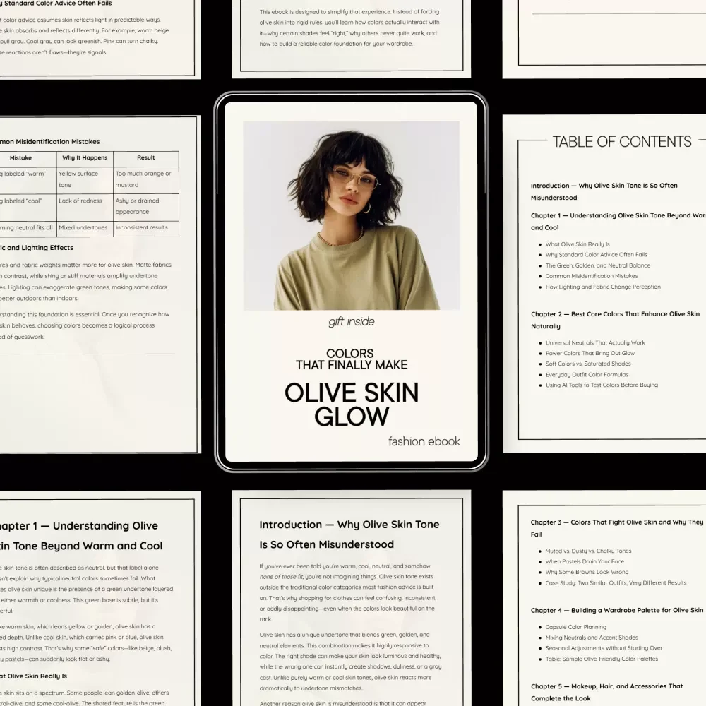 Colors That Finally Make Olive Skin Glow | Olive Skin Tone Color Guide eBook | Best Clothing Colors, Makeup & Wardrobe Palette Digital Download