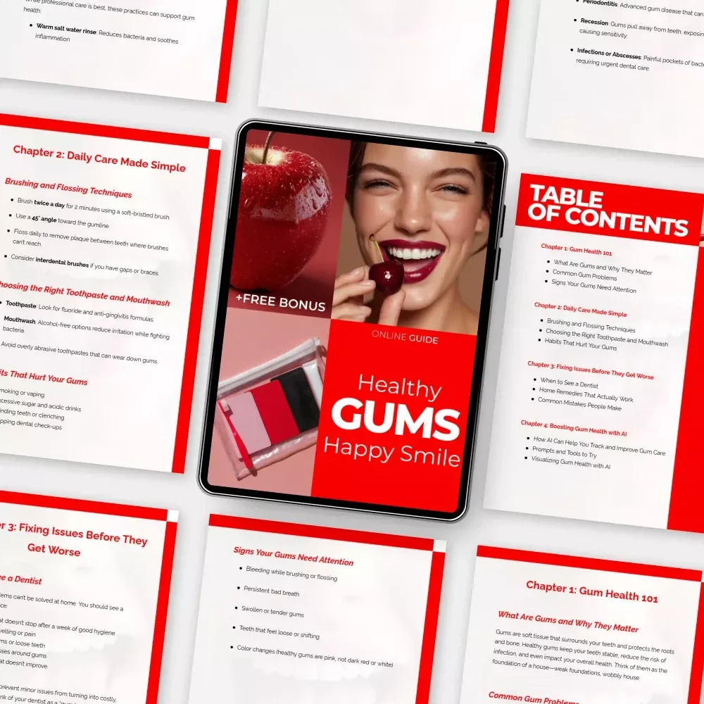 Healthy Gums, Happy Smile – Gum Health 101 Digital Guide, Daily Care Made Simple eBook, AI-Powered Oral Care Checklist for Strong Gums & Confident Smile