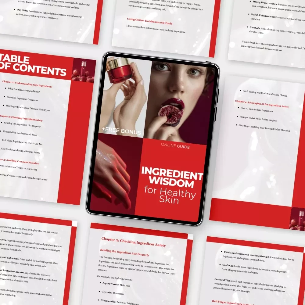 Ingredient Wisdom for Healthy Skin – Ebook Guide on how to check skin ingredient safety, Skincare Ingredient Education, Smart Beauty Download