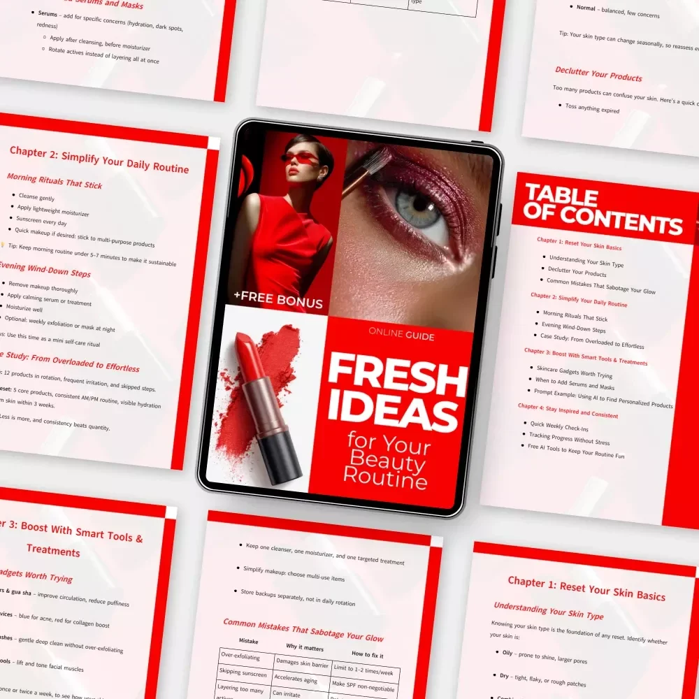 Fresh Ideas for Your Beauty Routine – Digital Skincare Guide, Simple Daily Routine Reset, Smart Tools & AI Beauty Checklist eBook