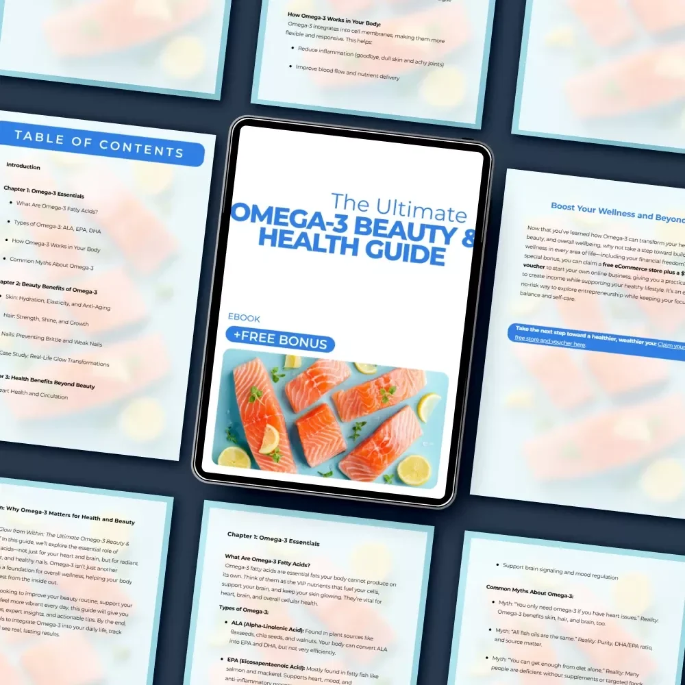 The Ultimate Omega-3 Beauty & Health Guide | Ebook on omega 3 benefits health and beauty for Glowing Skin & Total Wellness