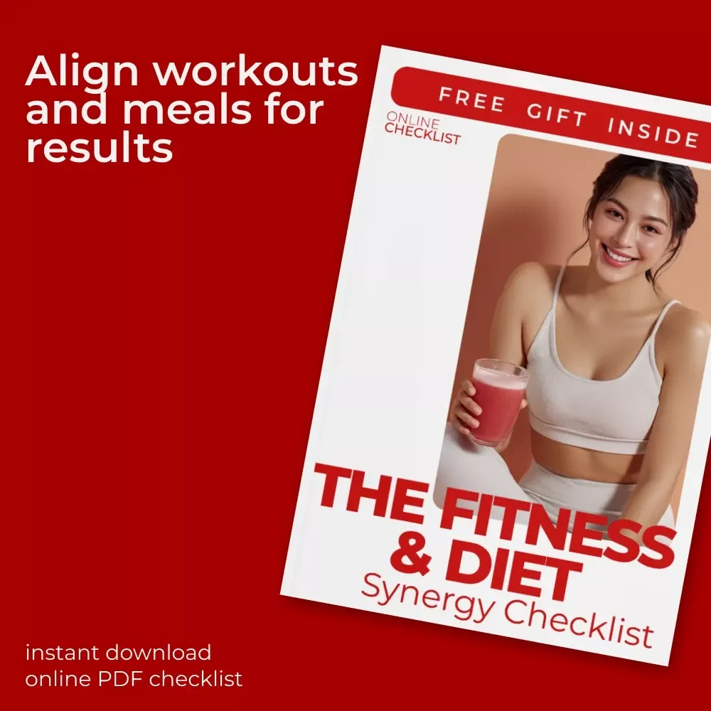 The Fitness & Diet Synergy Checklist | Fitness and Diet Combined Benefits Planner | Printable Wellness & Nutrition Checklist