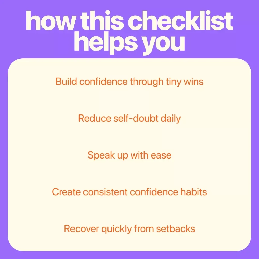 The Confident You Checklist: 10 Simple Steps to Build Unshakable Confidence | Printable Confidence Checklist Guide for How to Build Confidence in Adults