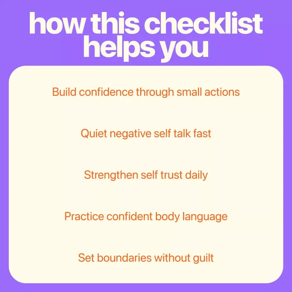Unshakable: Confidence in Action – Daily Checklist for How to Build Confidence and Self Esteem in Adults | Printable Self-Growth Tool