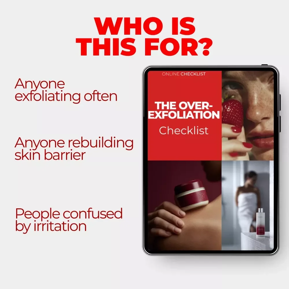 The Over-Exfoliation Checklist | Skin Barrier Care Guide & Over Exfoliation Signs on Skin | Printable Skincare Self-Check