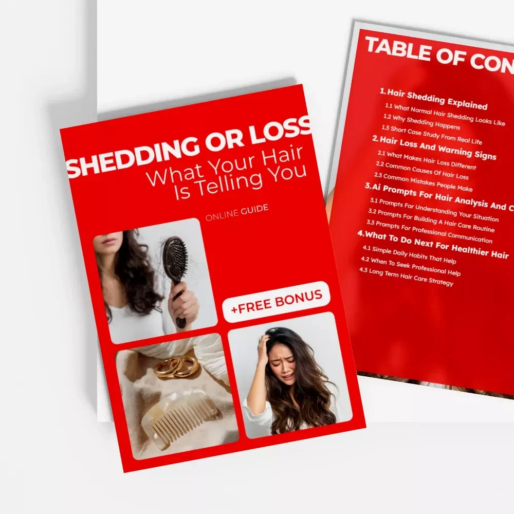 Shedding Or Loss, What Your Hair Is Telling You – Hair Shedding Explained, Hair Loss And Warning Signs, AI Hair Analysis Guide, Digital Download
