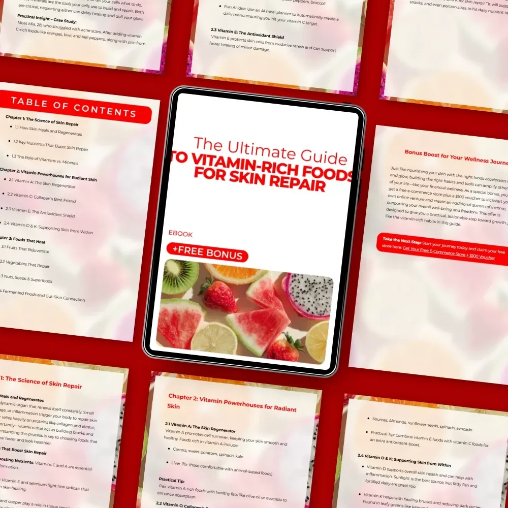 The Ultimate Guide to Vitamin-Rich Foods for Skin Repair | Digital eBook for Glowing, Healthy Skin | Nutrition-Based Skin Healing Guide
