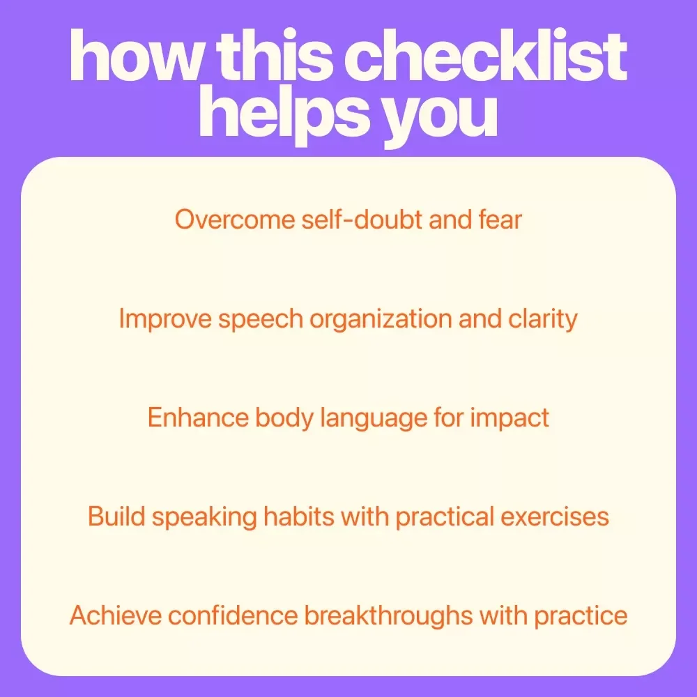 Your Confidence Kickstart Checklist: Speak Up and Shine - Gain Speaking Confidence Today!