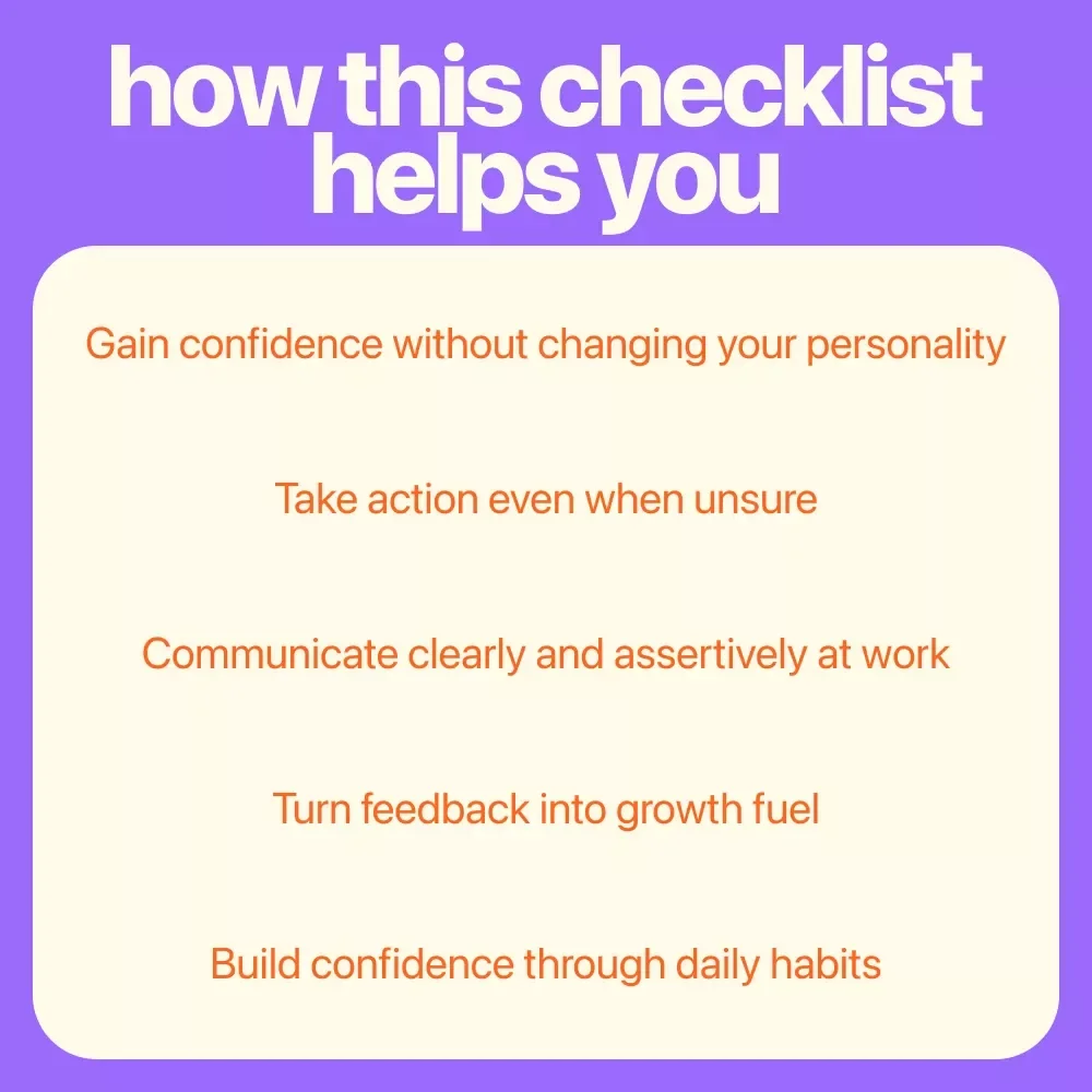 Your Confidence Boost Checklist: 8 Bold Steps to Shine at Work | Workplace Confidence Guide, Career Confidence Builder, Professional Self-Esteem Digital Download