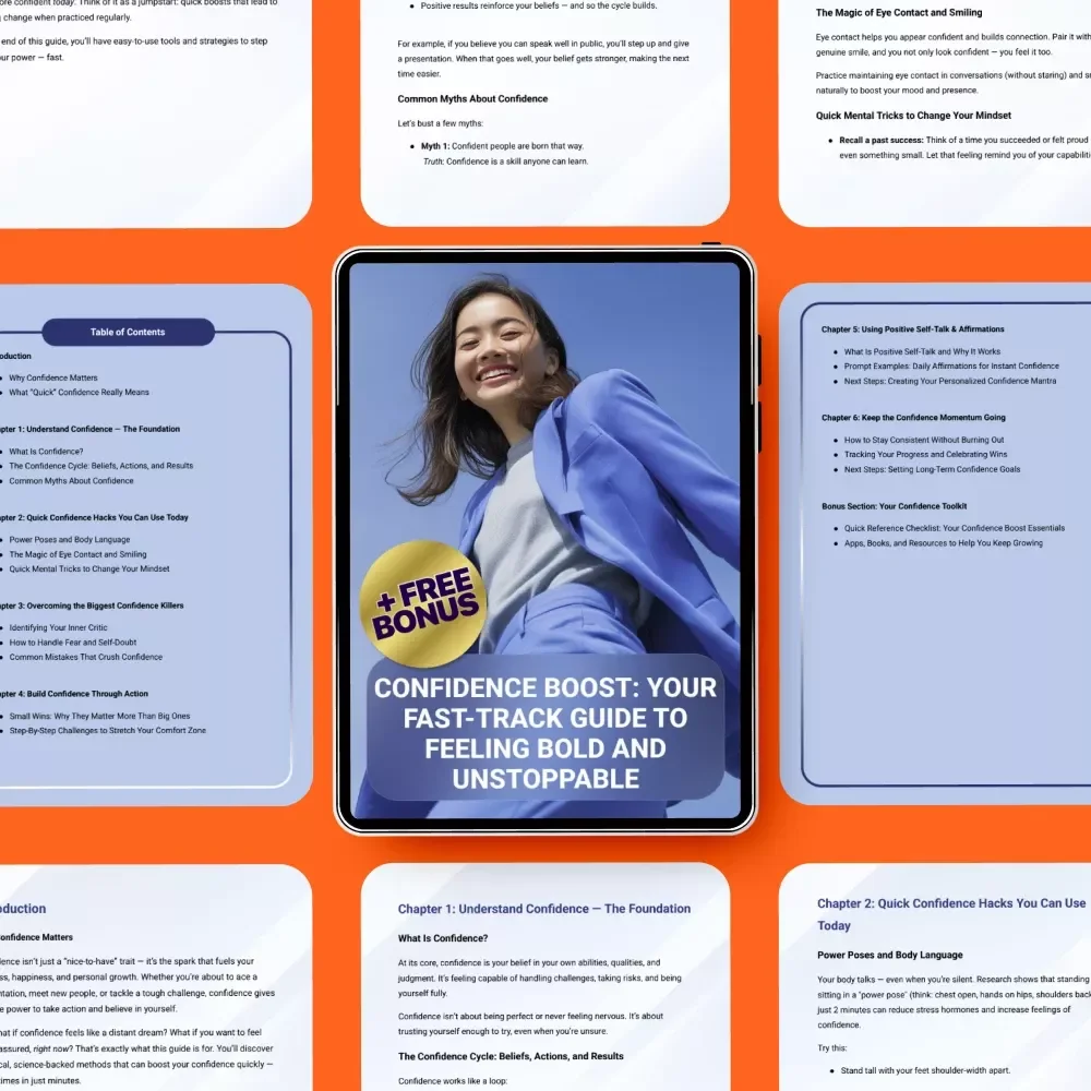 Confidence Boost: Your Fast-Track Guide to Feeling Bold and Unstoppable | Ebook on how to gain confidence quickly | Instant Download