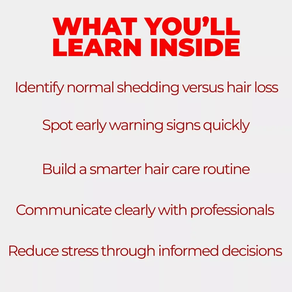 Shedding Or Loss, What Your Hair Is Telling You – Hair Shedding Explained, Hair Loss And Warning Signs, AI Hair Analysis Guide, Digital Download
