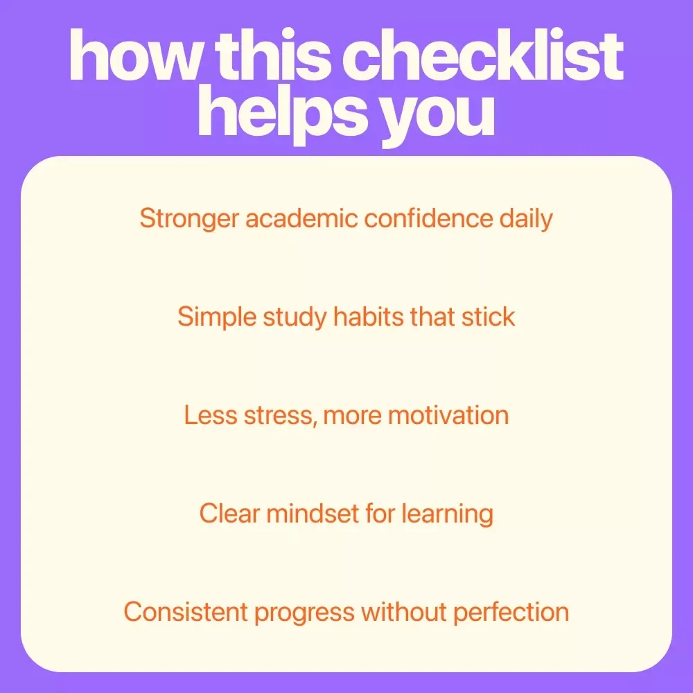 Confidence Kickstart Checklist: Your Step-by-Step Guide to Academic Success | How to Gain Confidence in Studies Printable Study Confidence Checklist