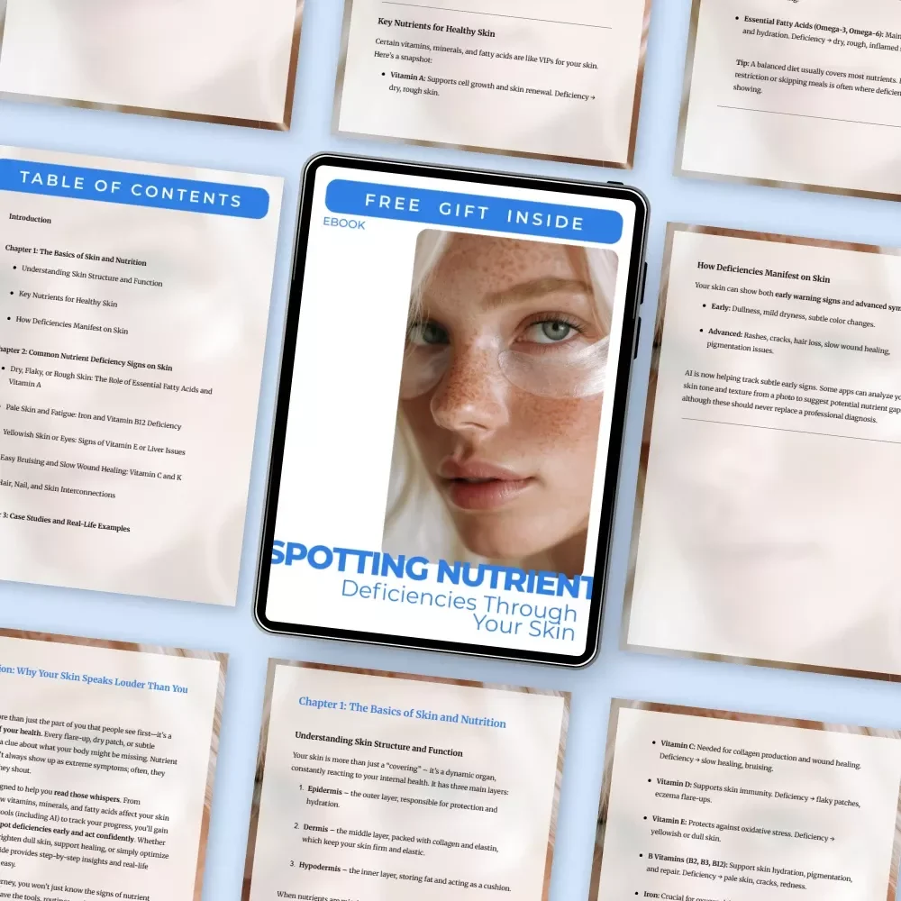 Spotting Nutrient Deficiencies Through Your Skin | Ebook Guide to Nutrient Deficiency Signs on Skin | Skin Health, Nutrition & AI Insights