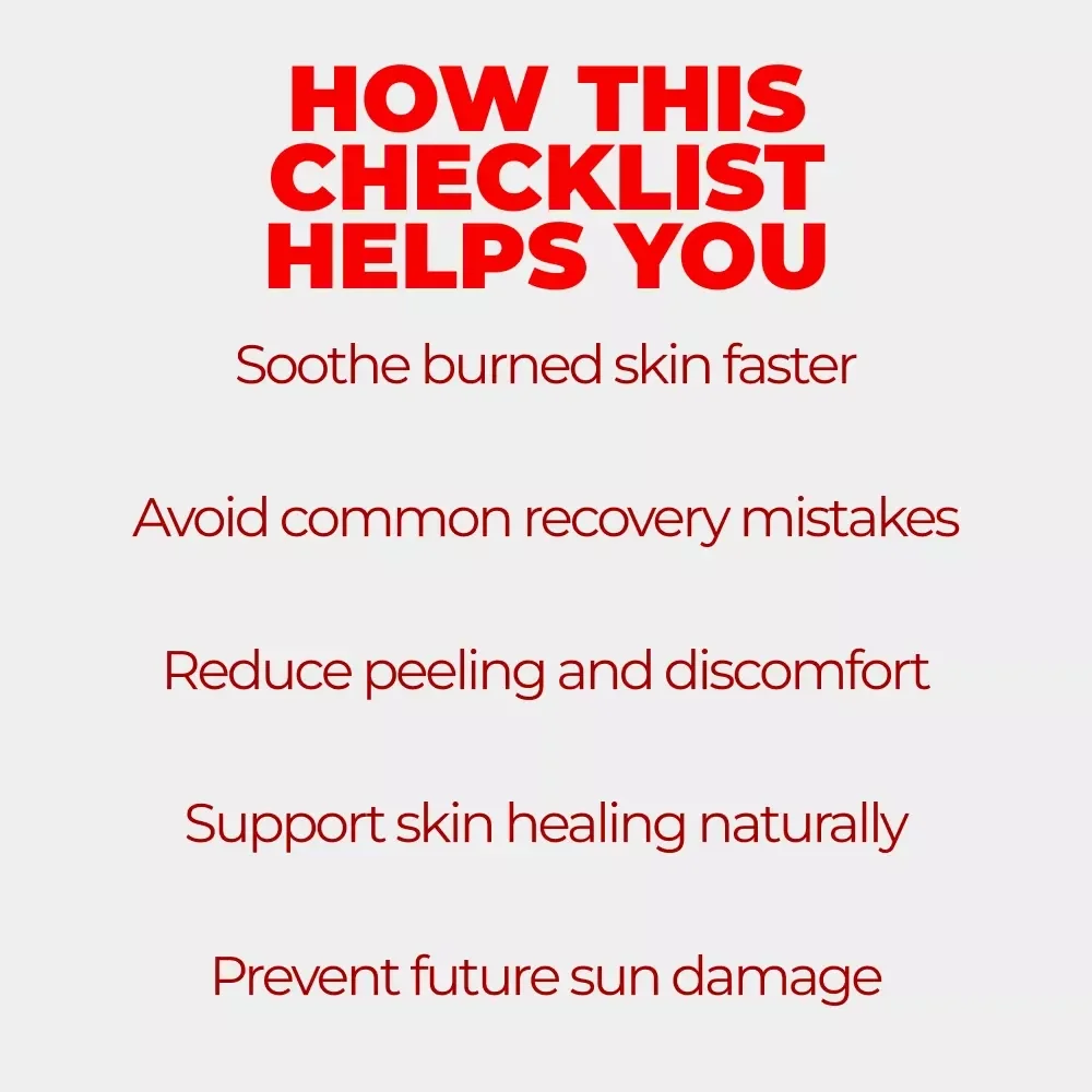 Bouncing Back from Sunburn – Easy Sunburn Recovery Tips Checklist | Instant Digital Download for Fast Skin Relief