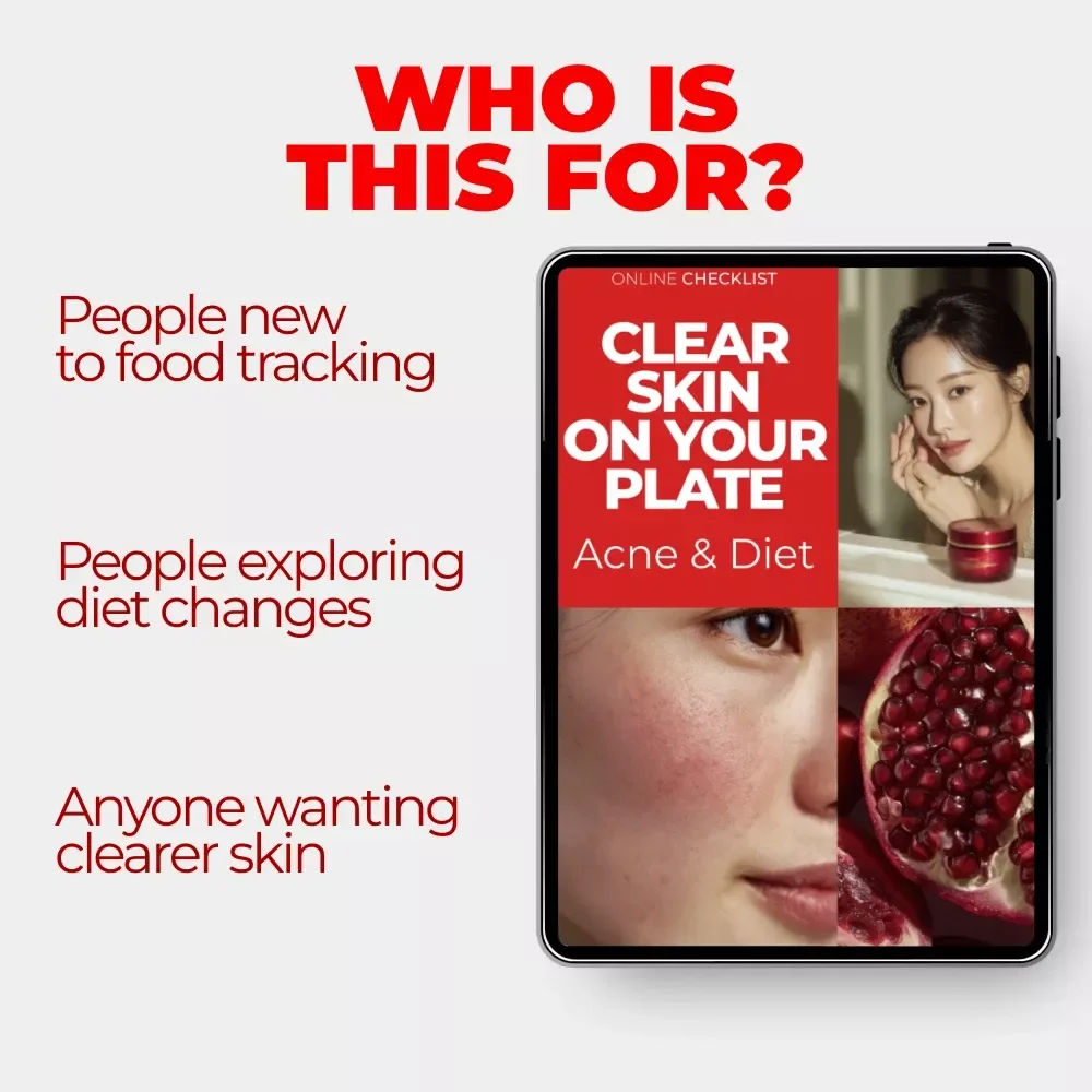 Clear Skin on Your Plate: Acne & Diet | Printable Checklist for Understanding the Acne and Diet Connection | Simple Food Tracking Guide for Clearer Skin